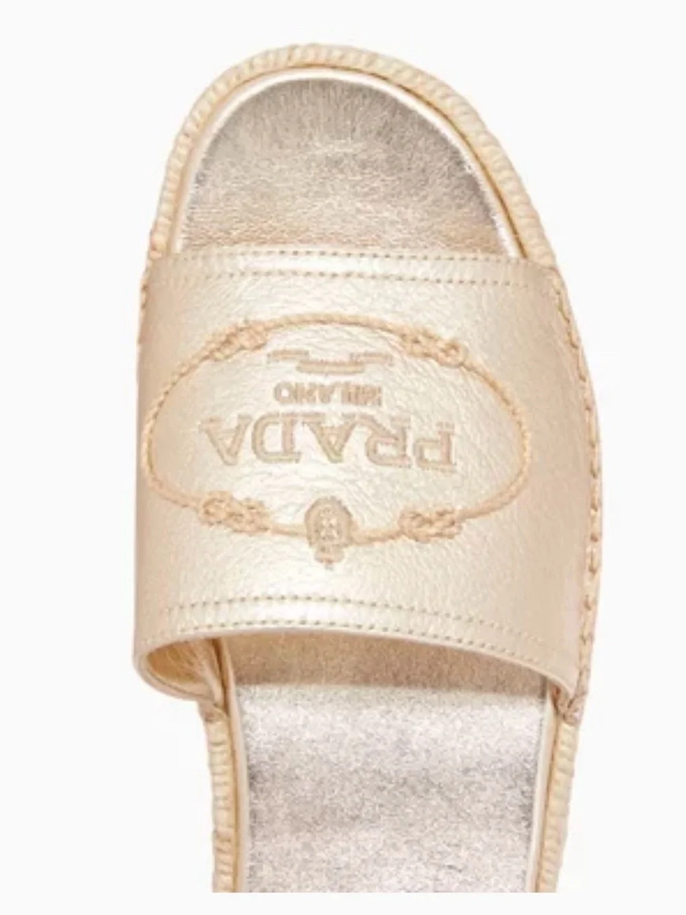 Prada Slide Espadrille Platform Sandals in Metallic Gold size 7.5 - Picture 3 of 10